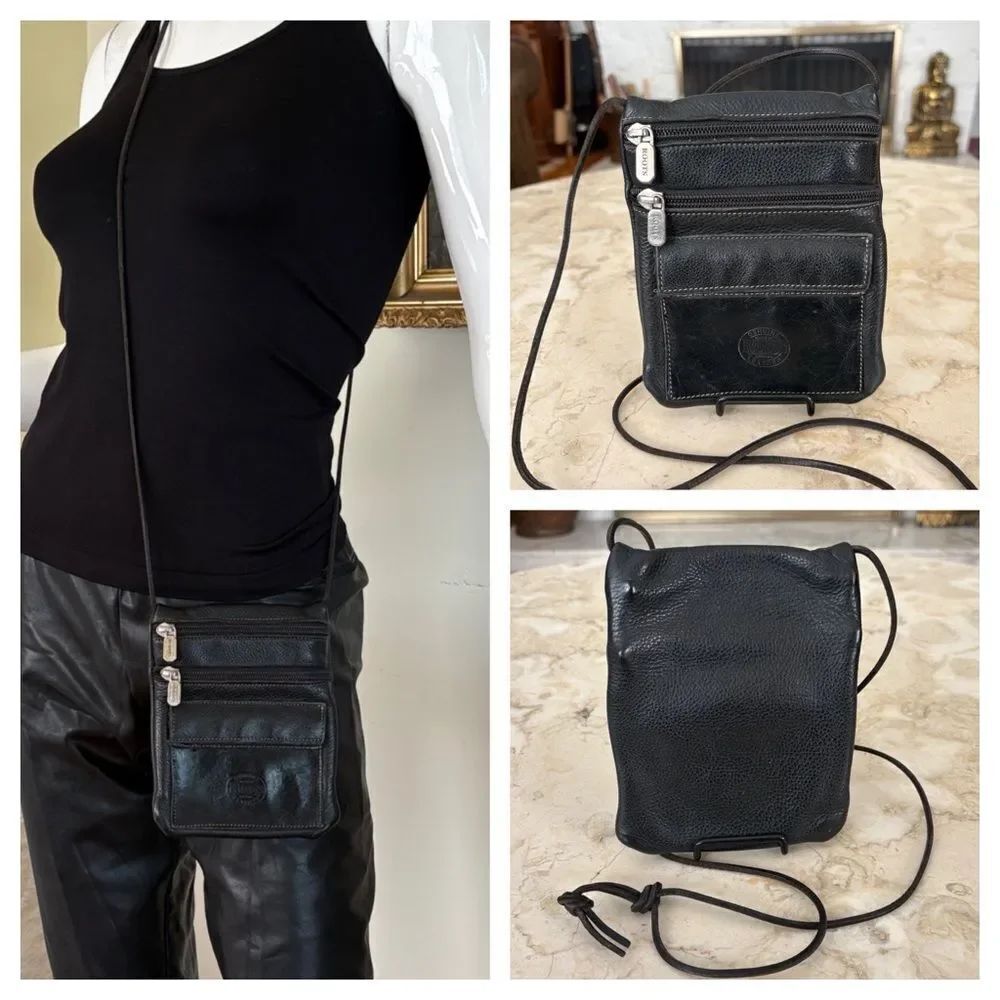 Vintage Roots Hanging Pouch Leather Crossbody Bag